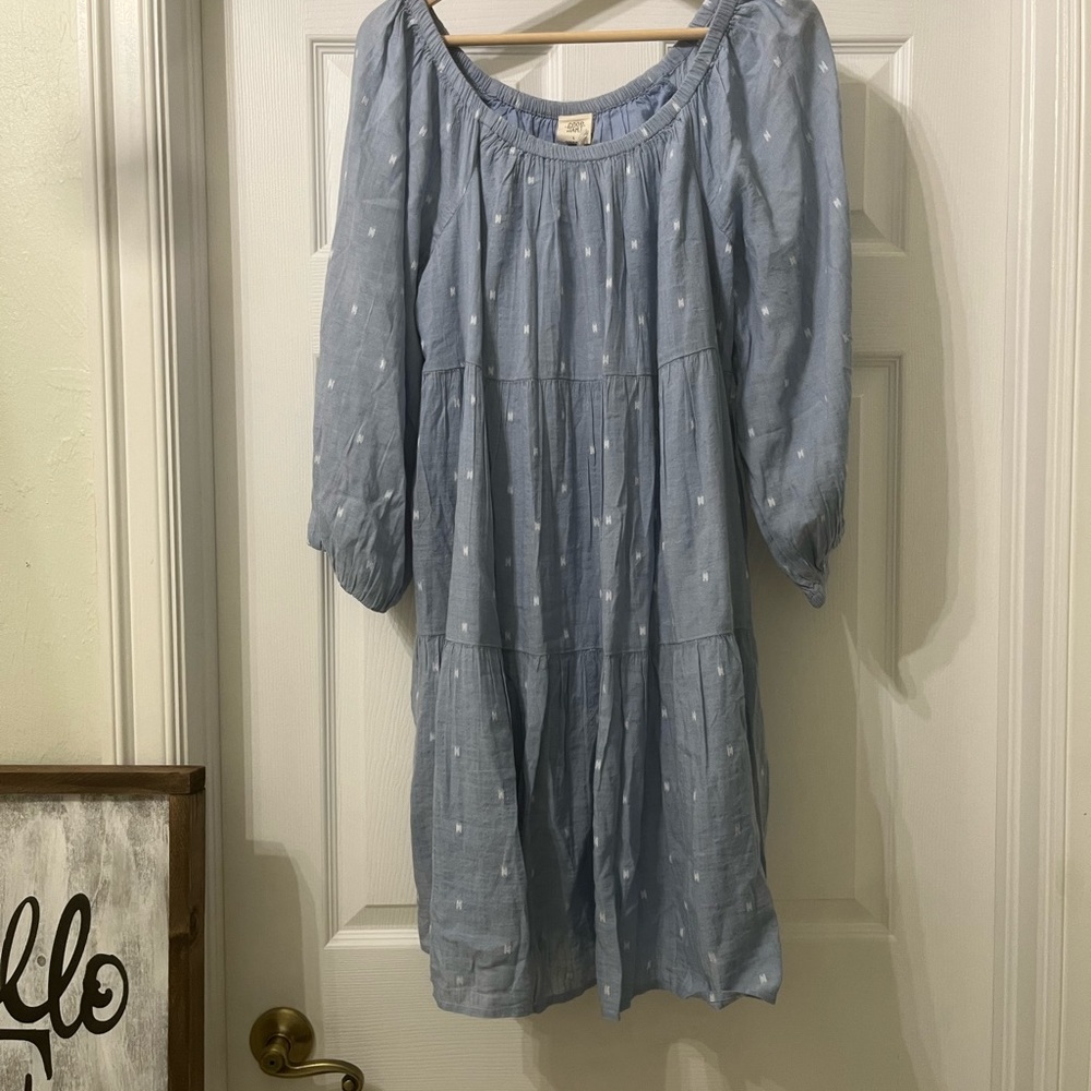 Matilda Jane - blue with white dots puff sleeve dress